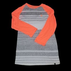 Buckle Hurley Men's Long Sleeve Shirt Neon Orange Gray White, Size Small